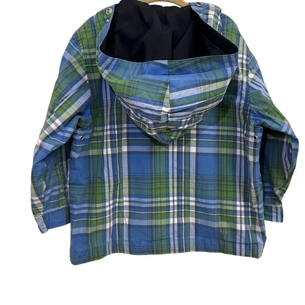 GAP Windbreaker Plaid Lightweight Waterproof Full Zip Rain Jacket Size Youth 4